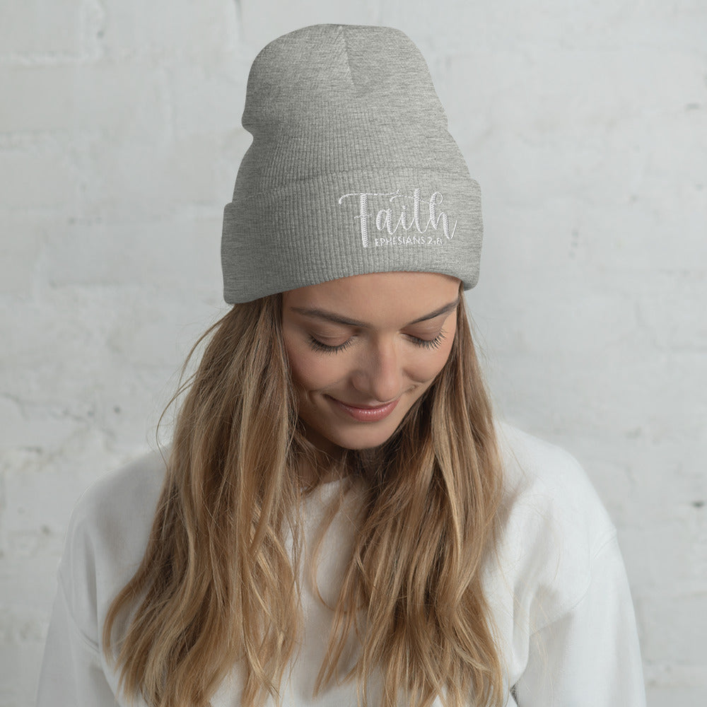 Faith Embroidered Cuffed Beanie (Unisex) - Humble & Faithful Co.