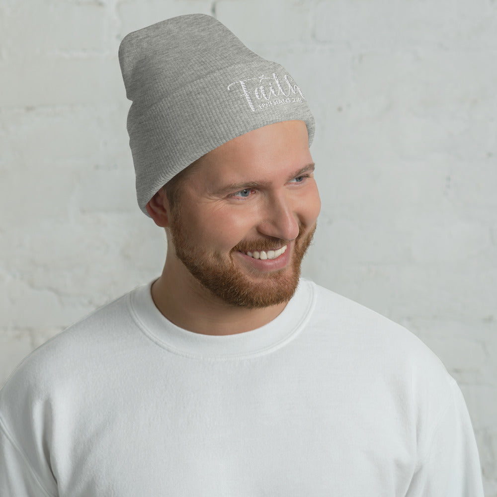 Faith Embroidered Cuffed Beanie (Unisex) - Humble & Faithful Co.