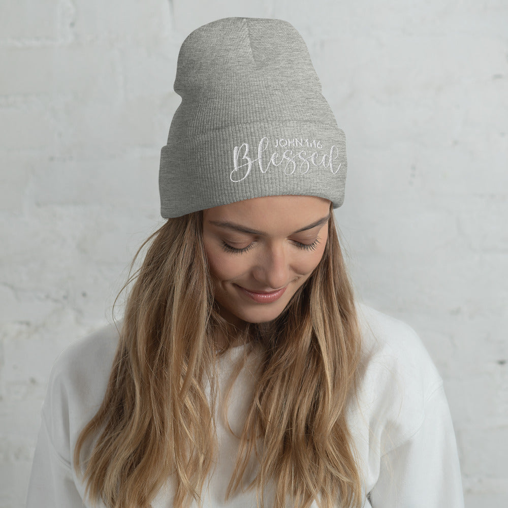 Blessed Embroidered Cuffed Beanie (Unisex) - Humble & Faithful Co.