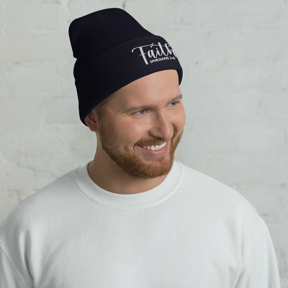 Faith Embroidered Cuffed Beanie (Unisex) - Humble & Faithful Co.