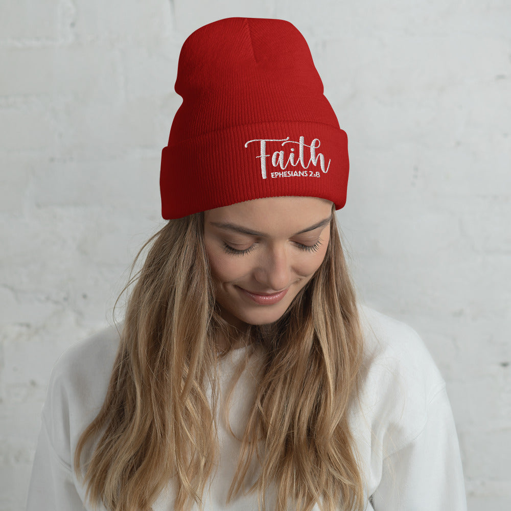 Faith Embroidered Cuffed Beanie (Unisex) - Humble & Faithful Co.