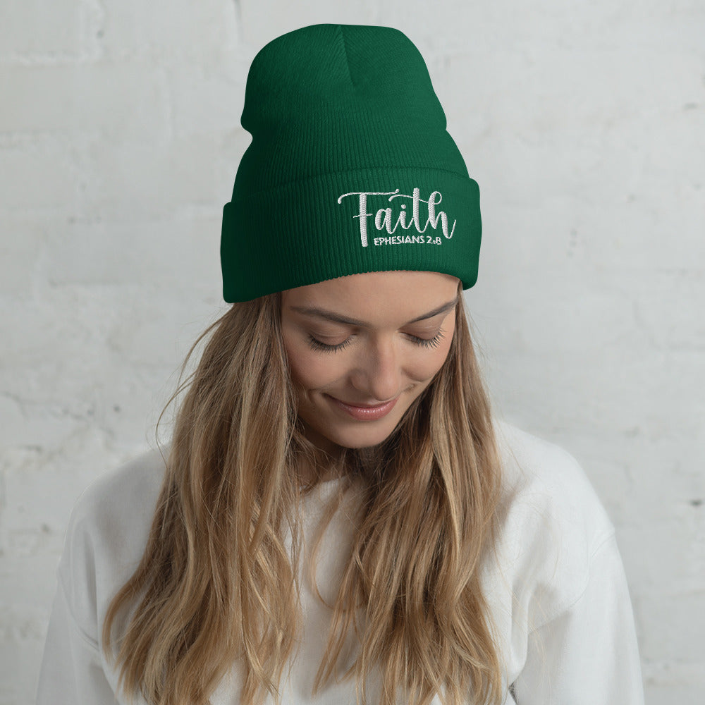 Faith Embroidered Cuffed Beanie (Unisex) - Humble & Faithful Co.