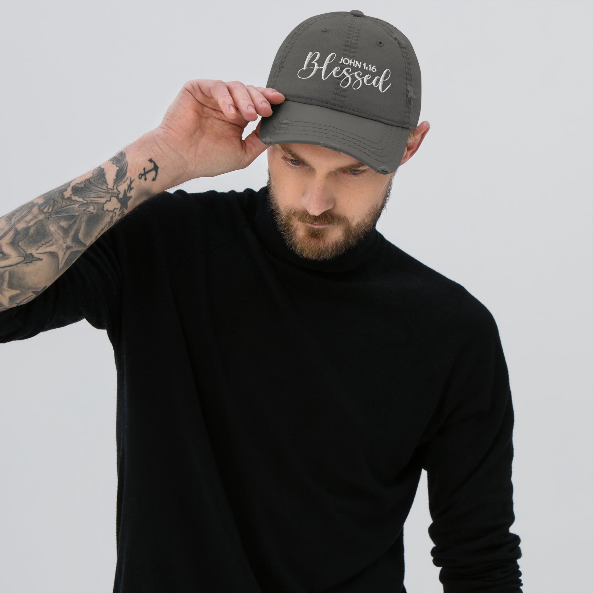 Blessed Distressed Dad Hat (Unisex) - Humble & Faithful Co.