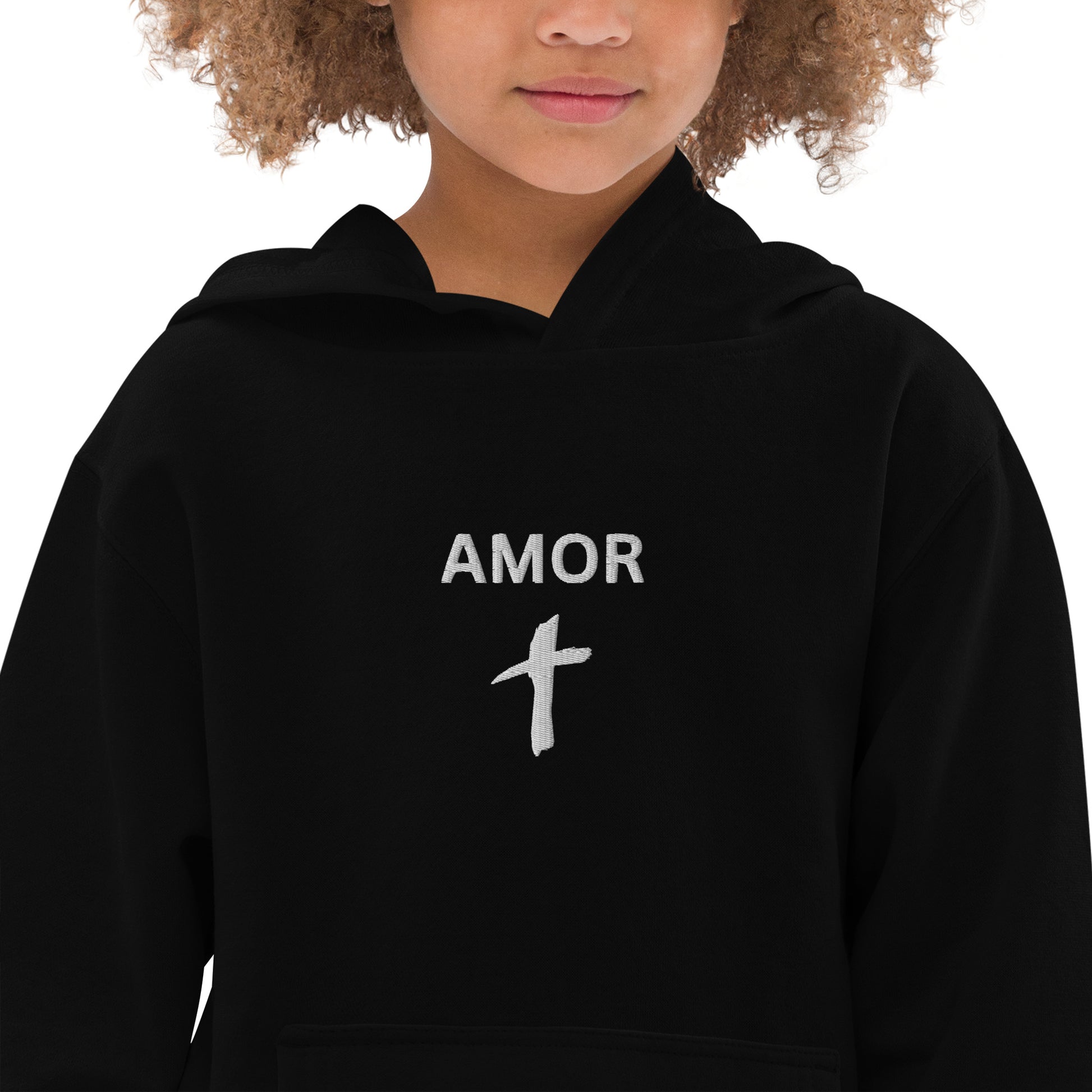 Kids Embroidered "Amor" Fleece Hoodie - Humble & Faithful Co.