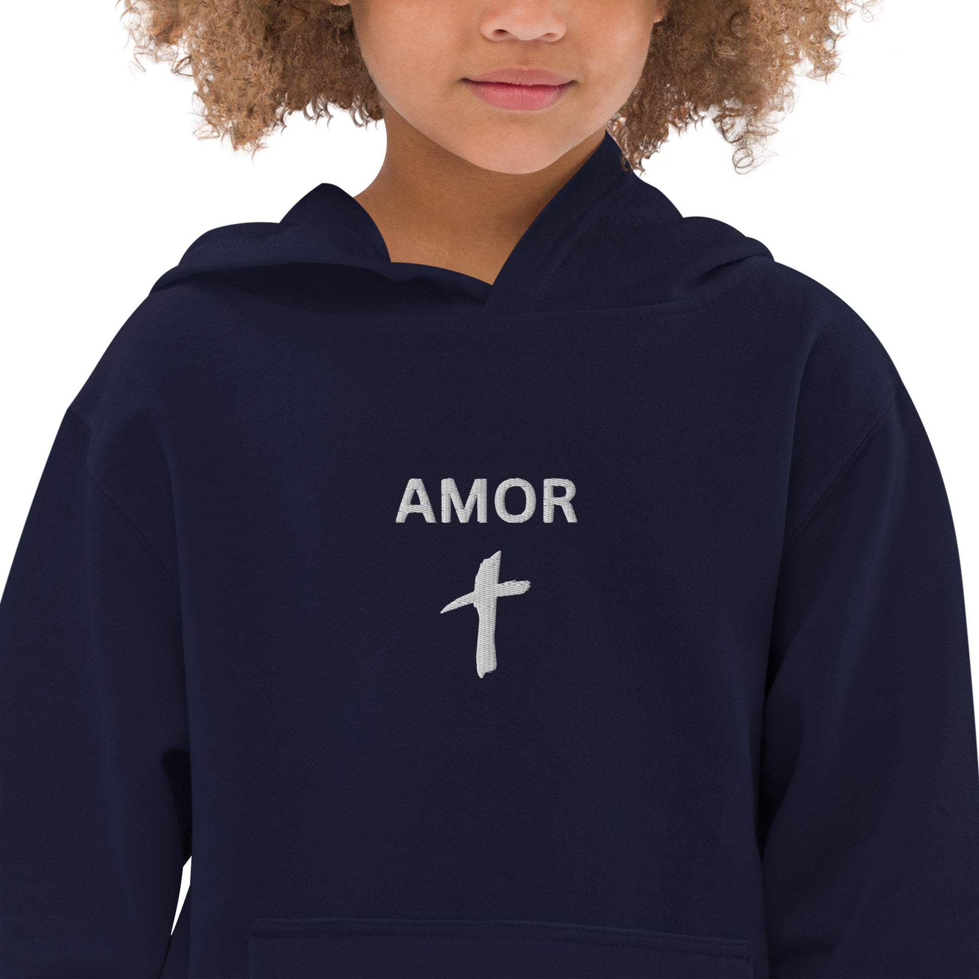 Kids Embroidered "Amor" Fleece Hoodie - Humble & Faithful Co.