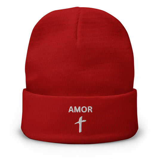 Embroidered "Amor" Beanie (Unisex) - Humble & Faithful Co.