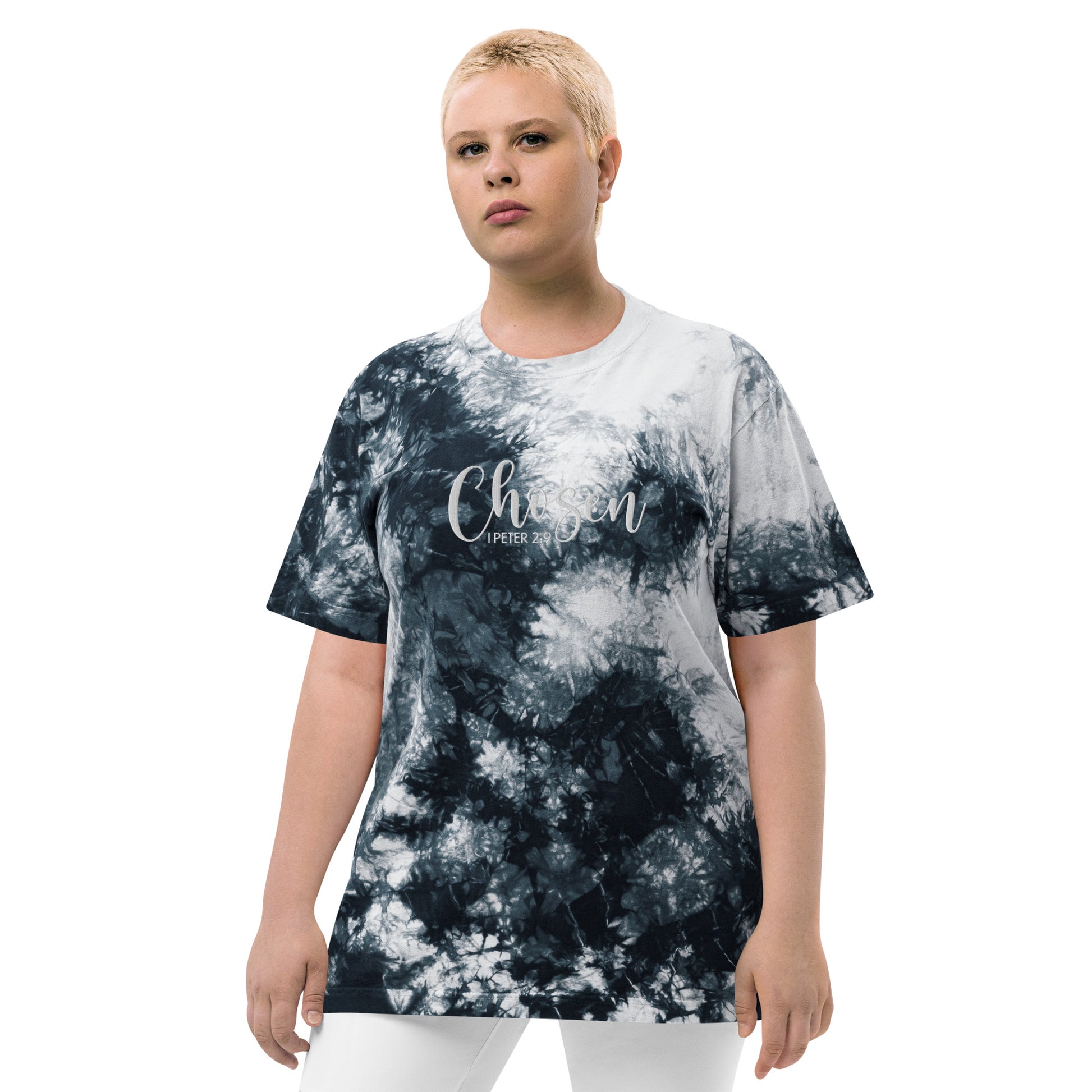 Oversized Embroidered Chosen Tie-Dye T-Shirt (Unisex) - Humble & Faithful Co.