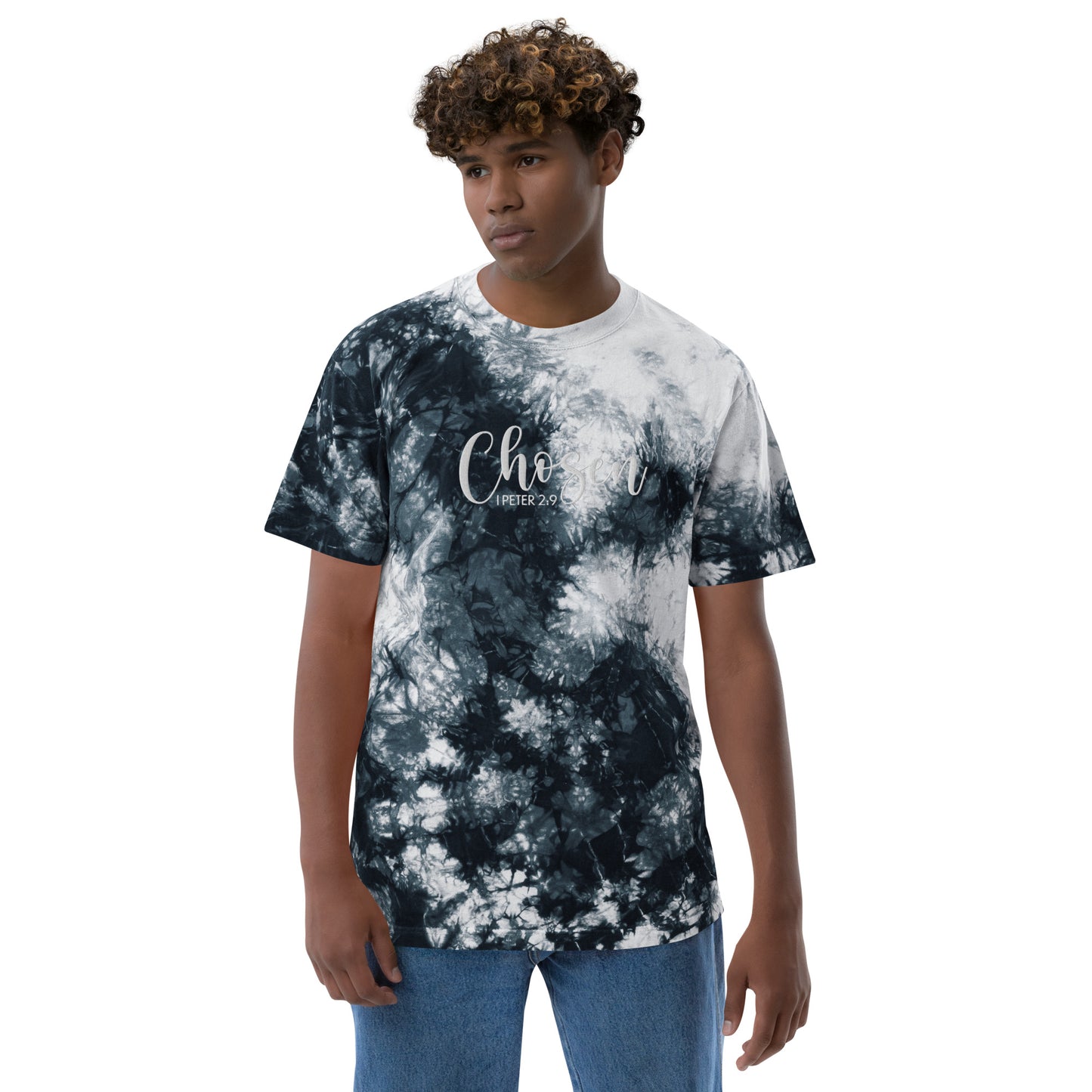 Oversized Embroidered Chosen Tie-Dye T-Shirt (Unisex) - Humble & Faithful Co.