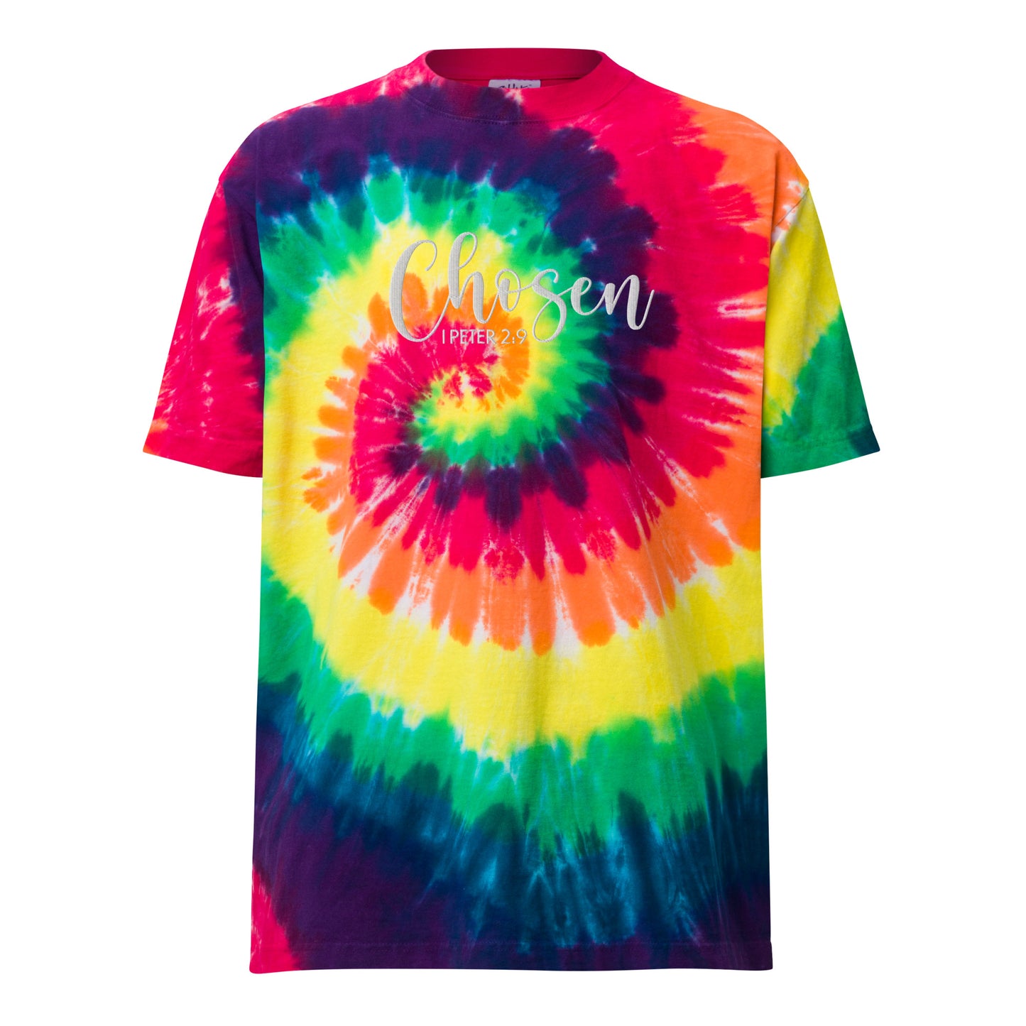 Oversized Embroidered Chosen Tie-Dye T-Shirt (Unisex) - Humble & Faithful Co.