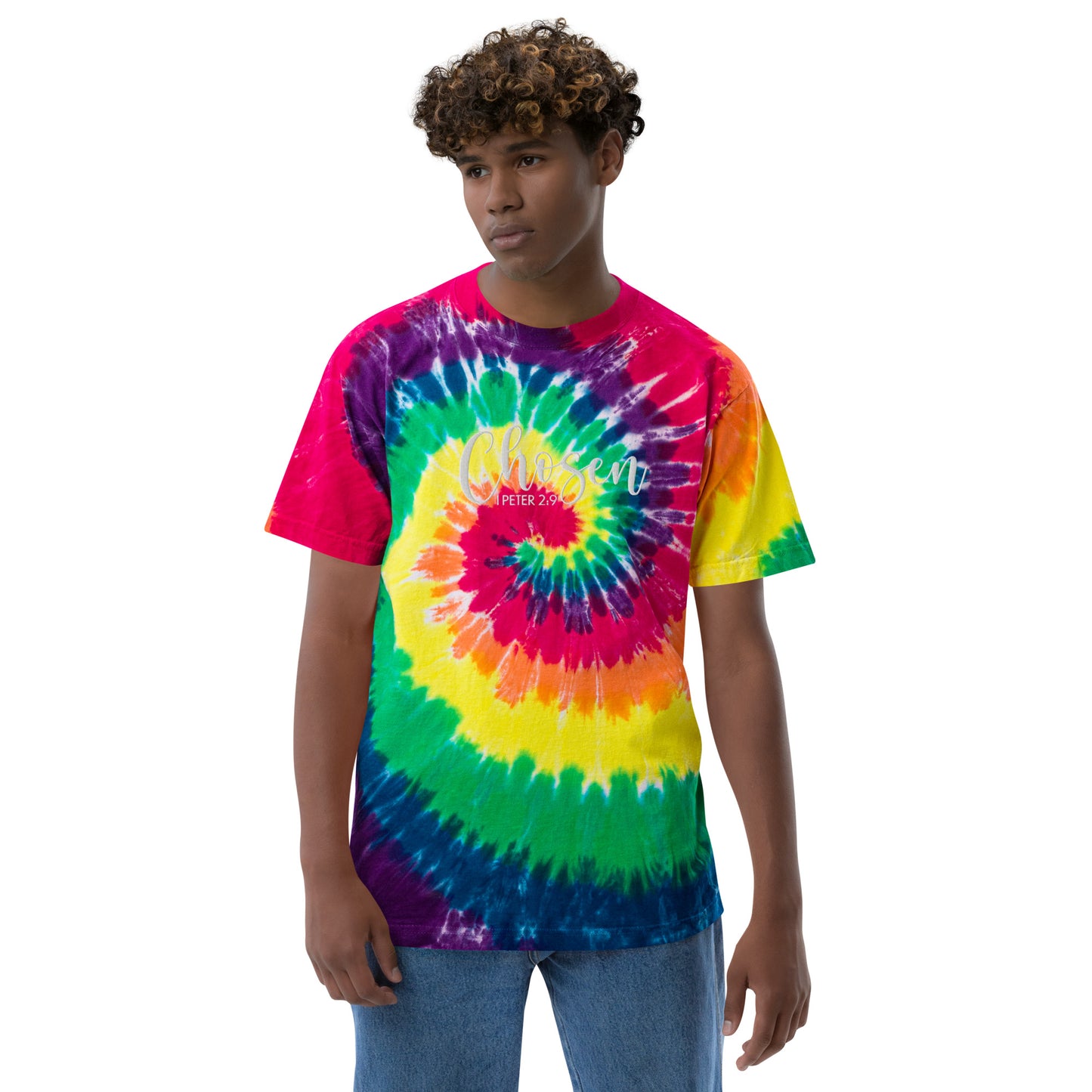 Oversized Embroidered Chosen Tie-Dye T-Shirt (Unisex) - Humble & Faithful Co.