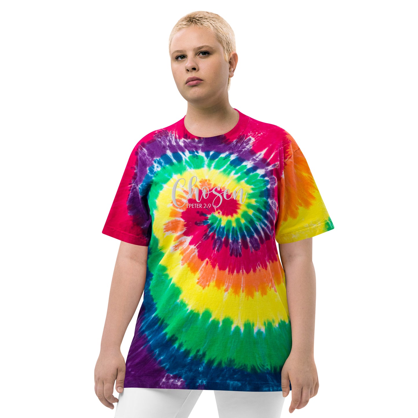 Oversized Embroidered Chosen Tie-Dye T-Shirt (Unisex) - Humble & Faithful Co.