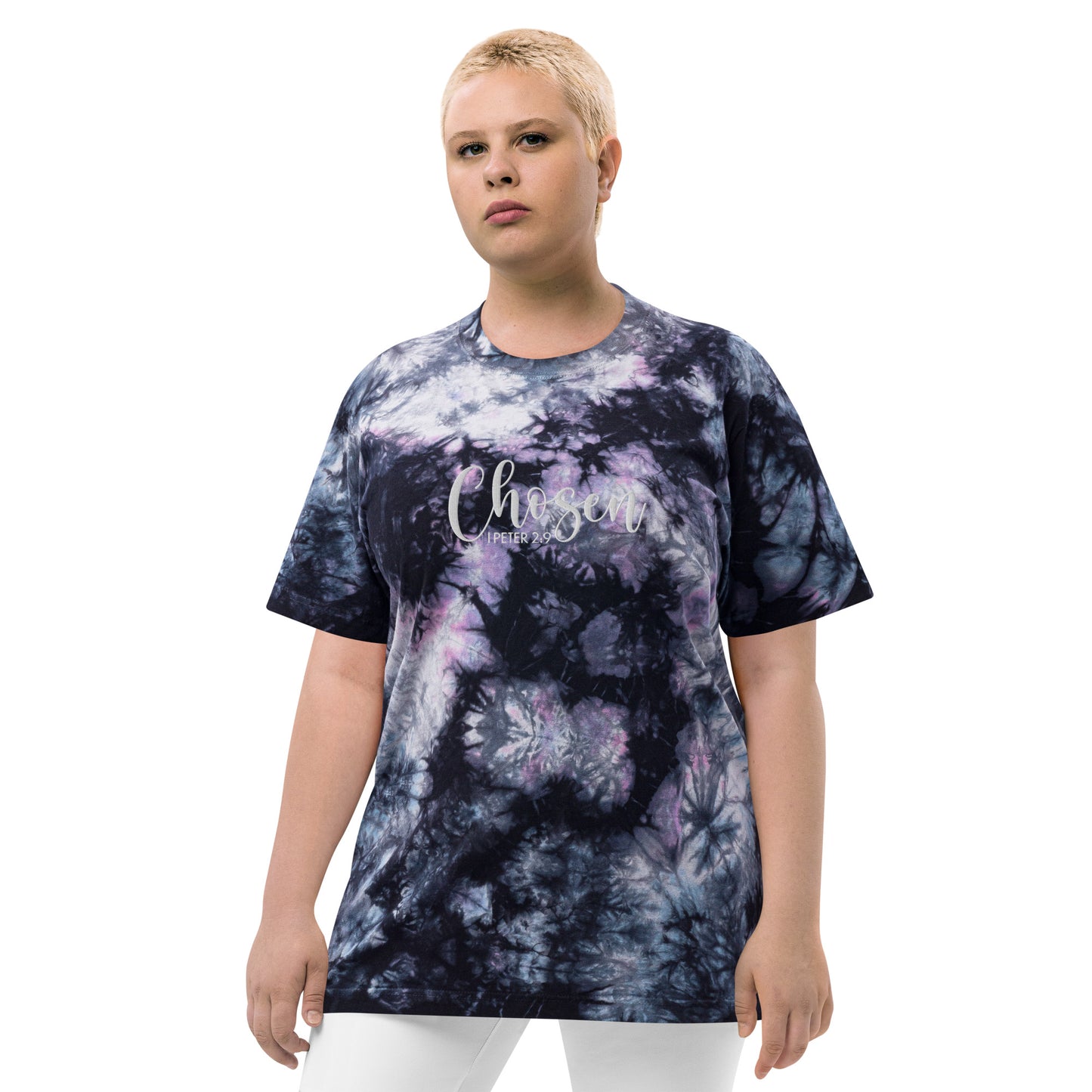 Oversized Embroidered Chosen Tie-Dye T-Shirt (Unisex) - Humble & Faithful Co.