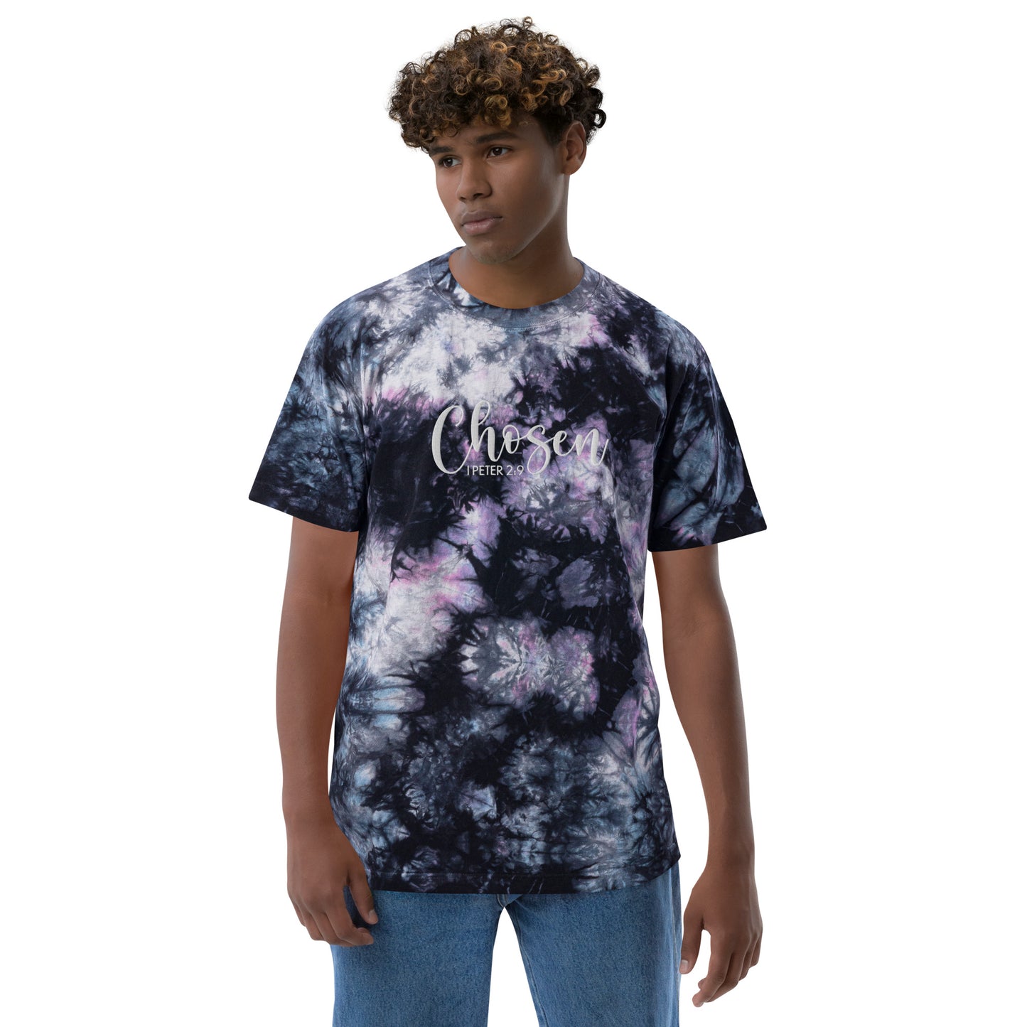 Oversized Embroidered Chosen Tie-Dye T-Shirt (Unisex) - Humble & Faithful Co.