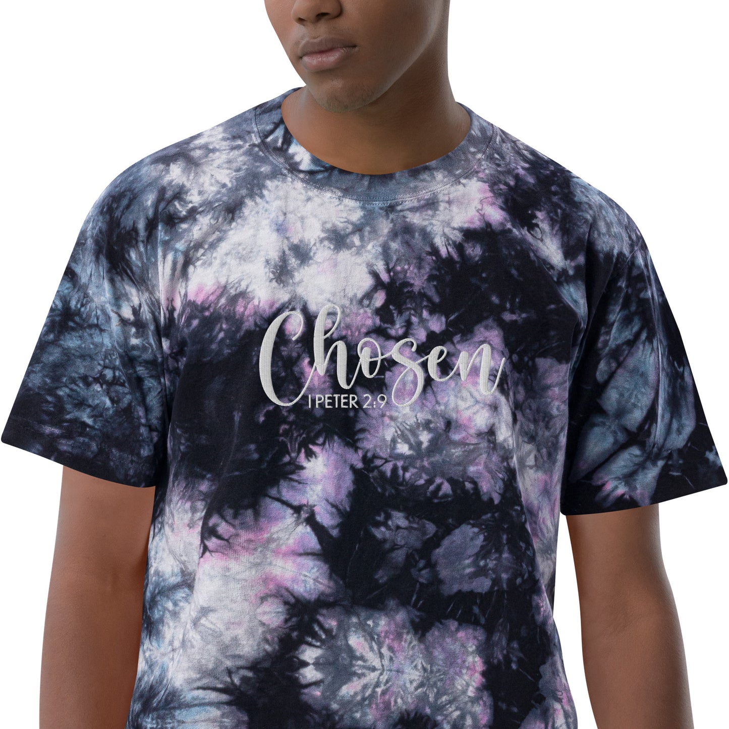 Oversized Embroidered Chosen Tie-Dye T-Shirt (Unisex) - Humble & Faithful Co.