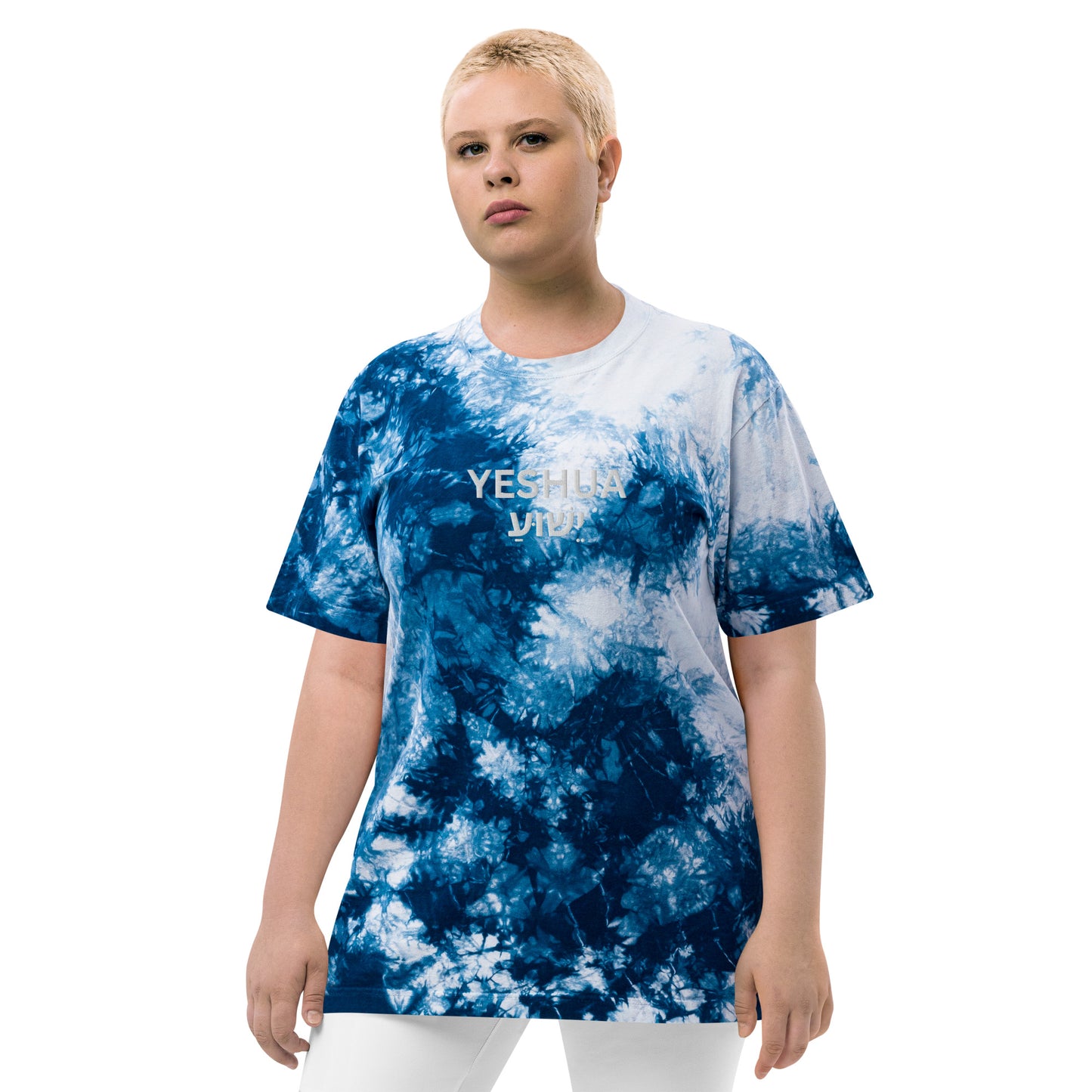 Oversized Embroidered "Yeshua" Tie-Dye T-Shirt (Unisex) - Humble & Faithful Co.