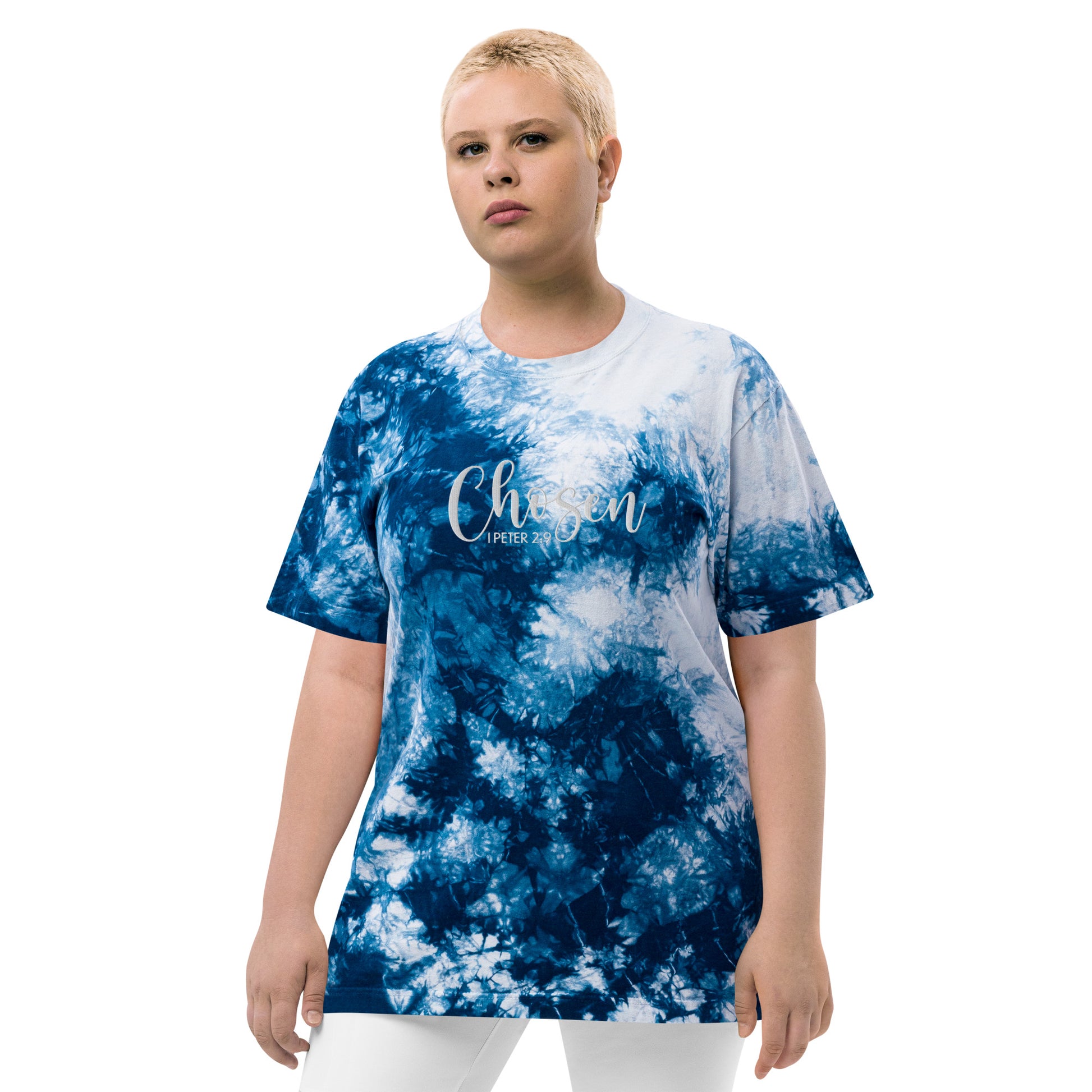 Oversized Embroidered Chosen Tie-Dye T-Shirt (Unisex) - Humble & Faithful Co.