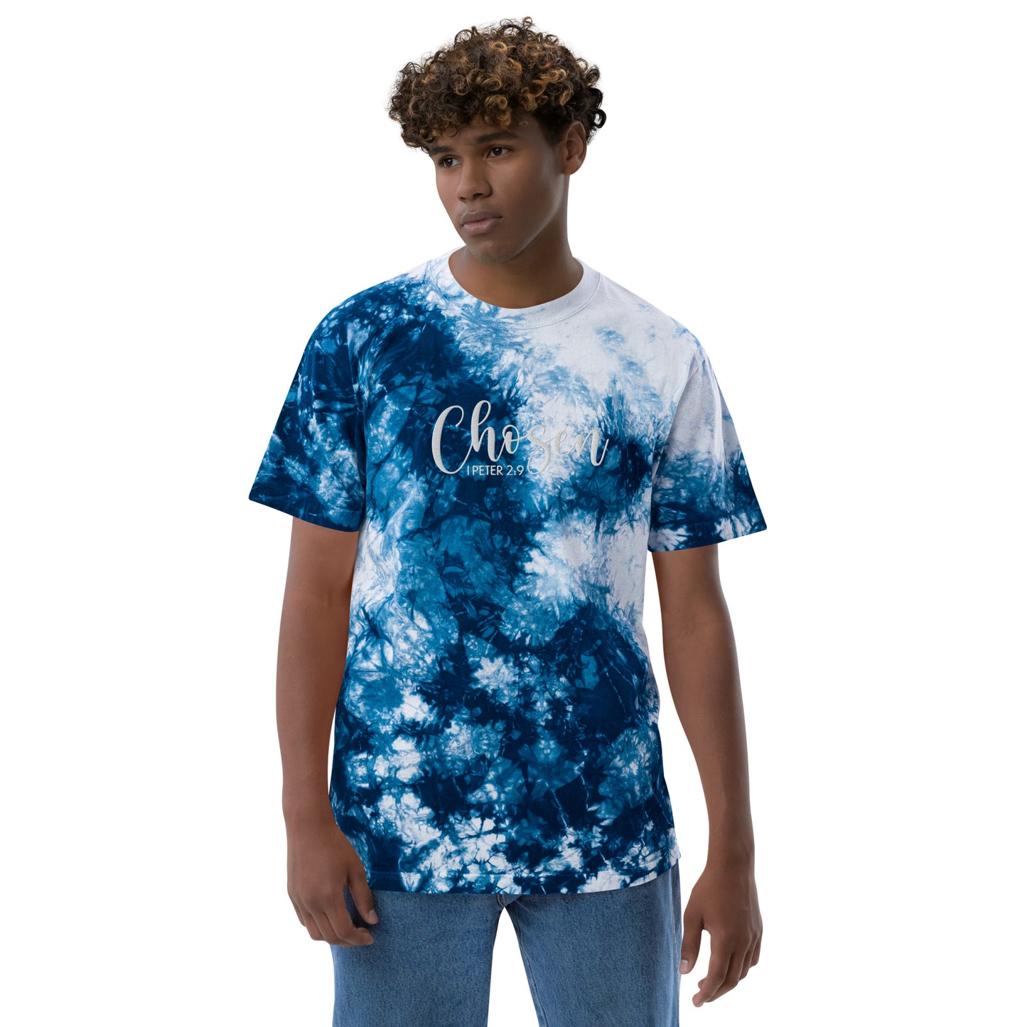 Oversized Embroidered Chosen Tie-Dye T-Shirt (Unisex) - Humble & Faithful Co.