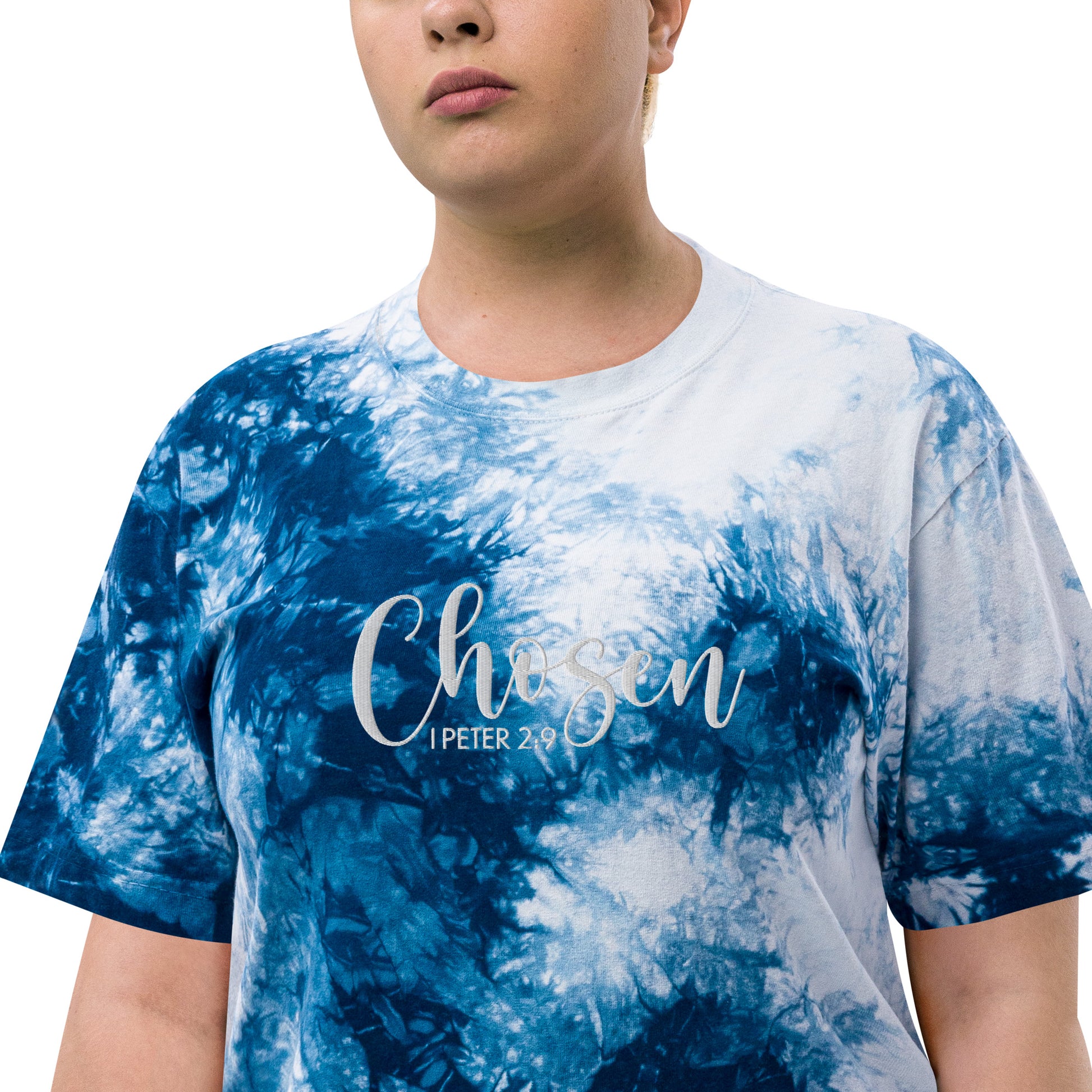 Oversized Embroidered Chosen Tie-Dye T-Shirt (Unisex) - Humble & Faithful Co.