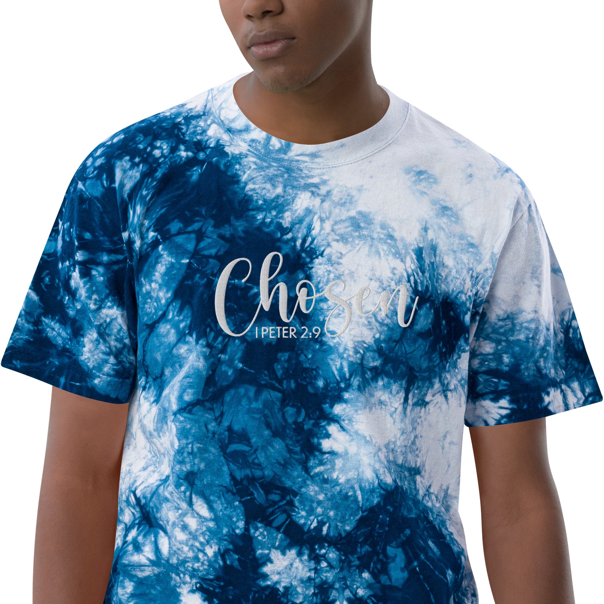 Oversized Embroidered Chosen Tie-Dye T-Shirt (Unisex) - Humble & Faithful Co.