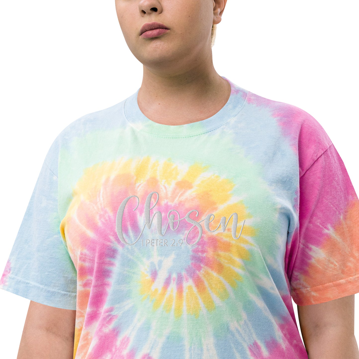 Oversized Embroidered Chosen Tie-Dye T-Shirt (Unisex) - Humble & Faithful Co.