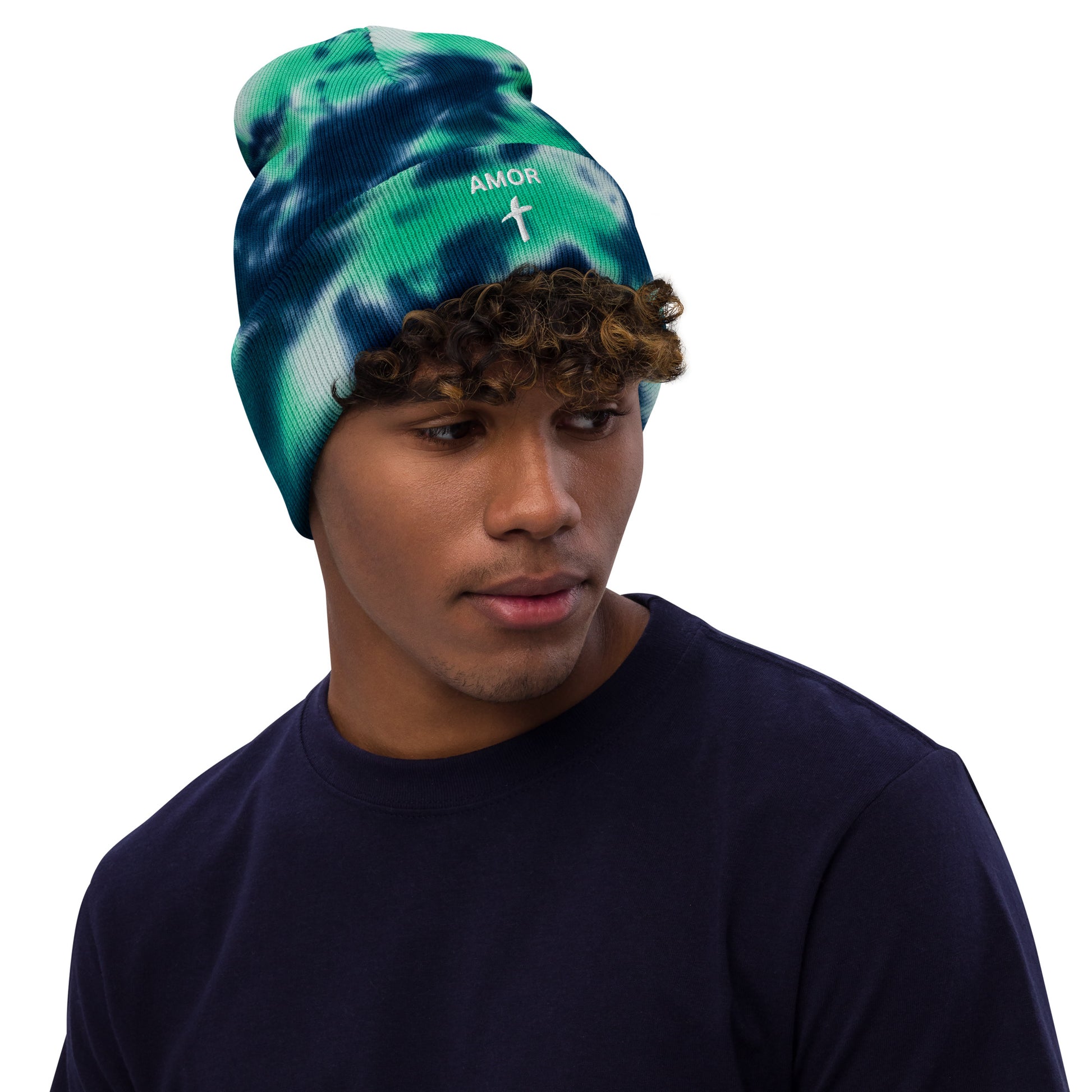 Embroidered "Amor" Tie-Dye Beanie (Unisex) - Humble & Faithful Co.