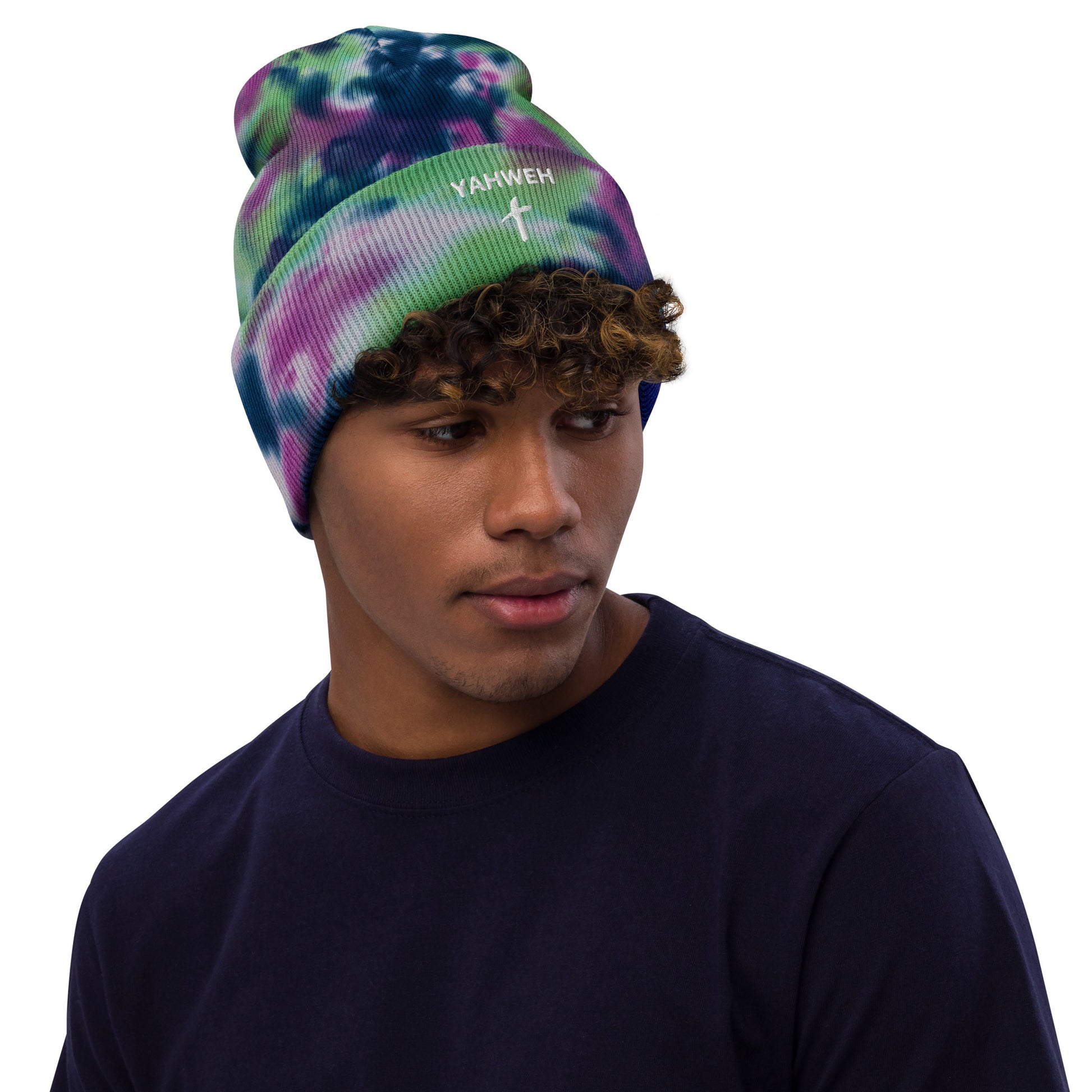 Embroidered "Yahweh" Tie-Dye Beanie (Unisex) - Humble & Faithful Co.