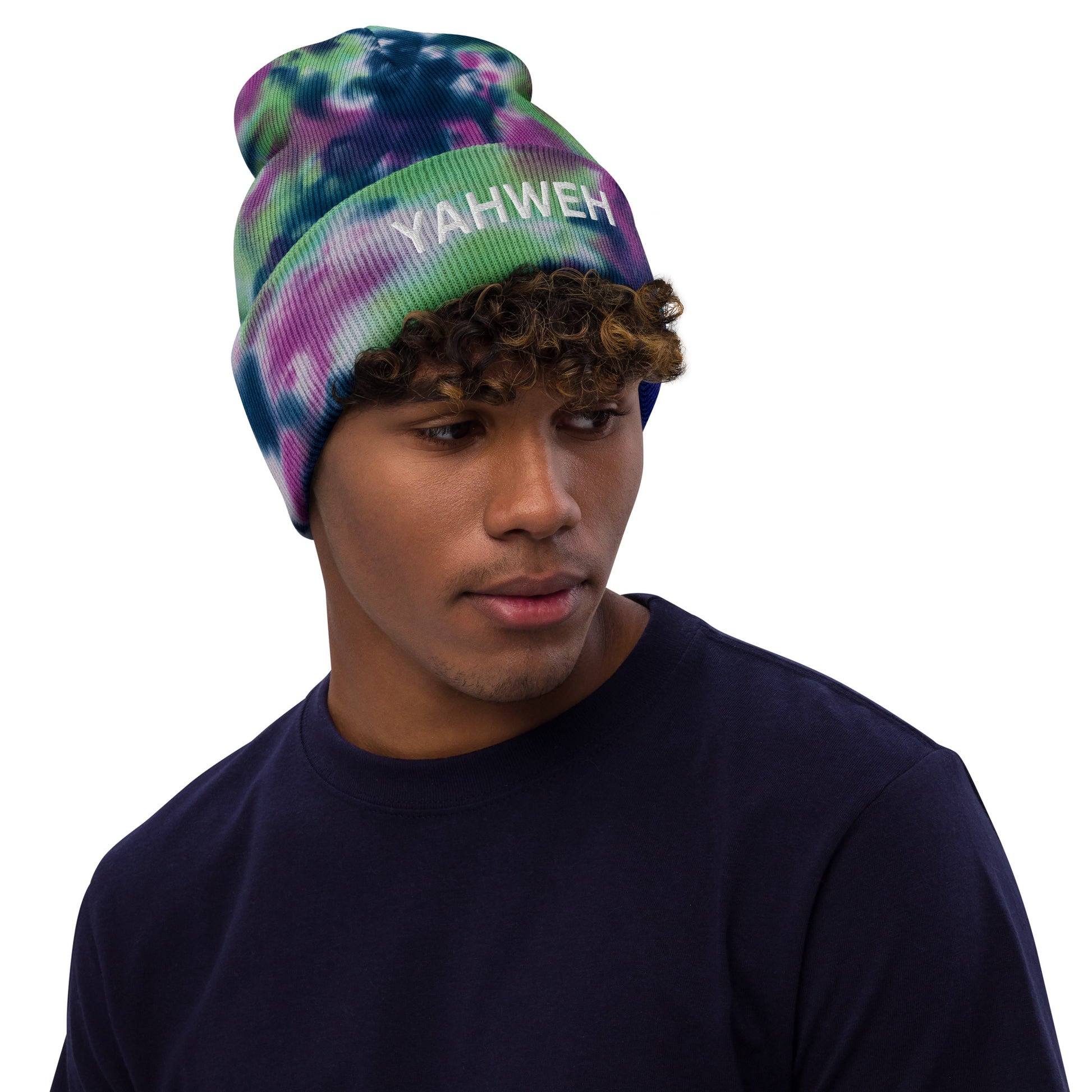 Yahweh Embroidered Tie-Dye Beanie (Unisex) - Humble & Faithful Co.