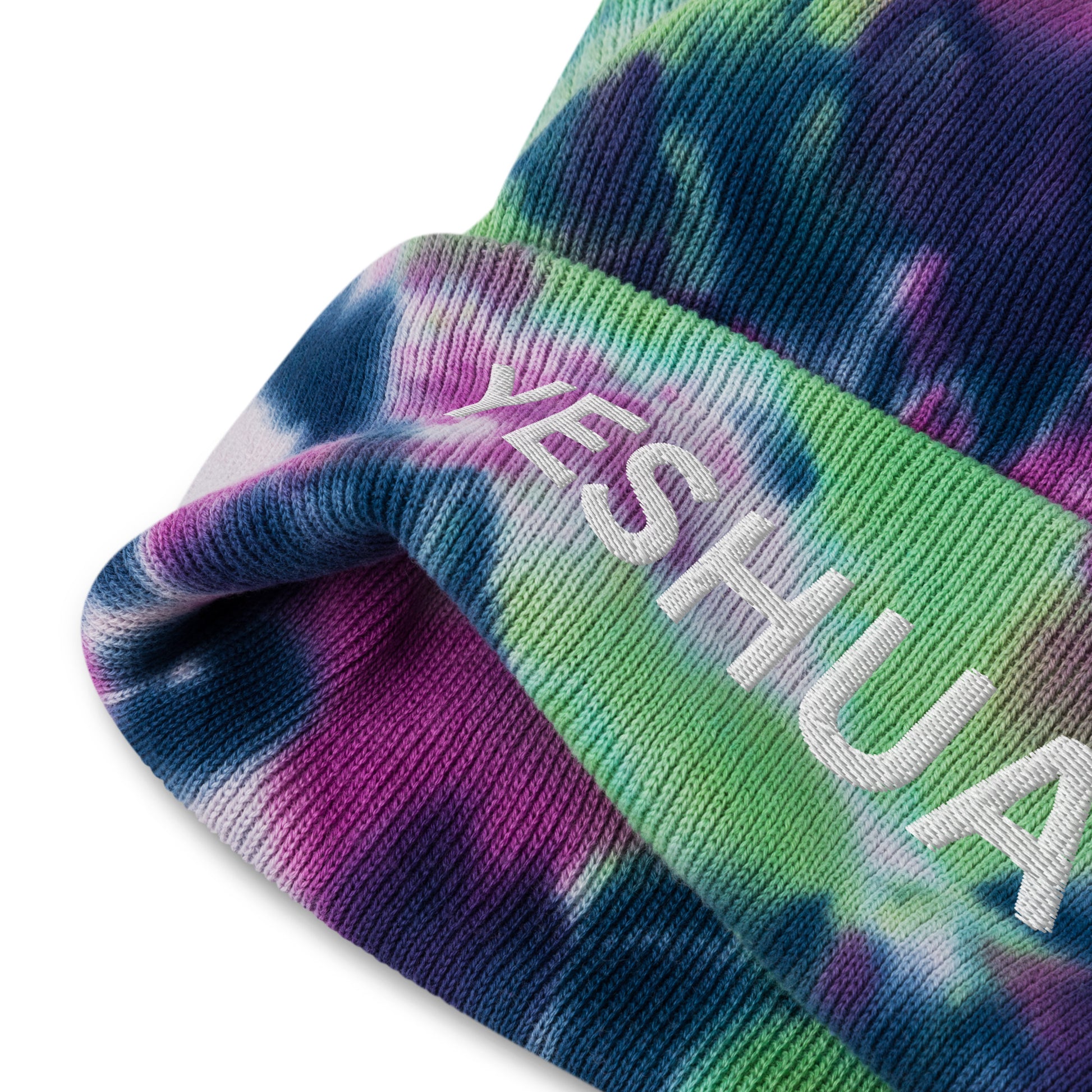 Yeshua Embroidered Tie-Dye Beanie (Unisex) - Humble & Faithful Co.