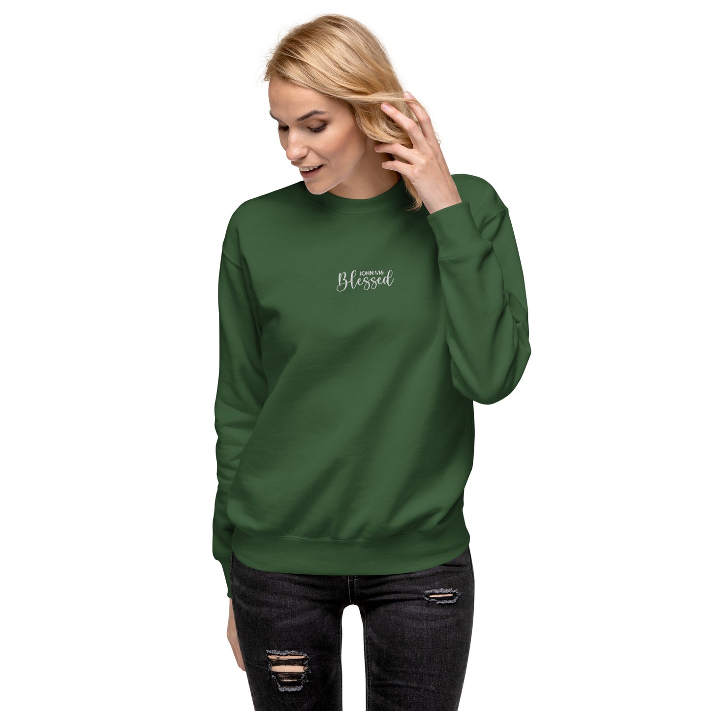 Women's Blessed Premium Embroidered Sweatshirt - Humble & Faithful Co.