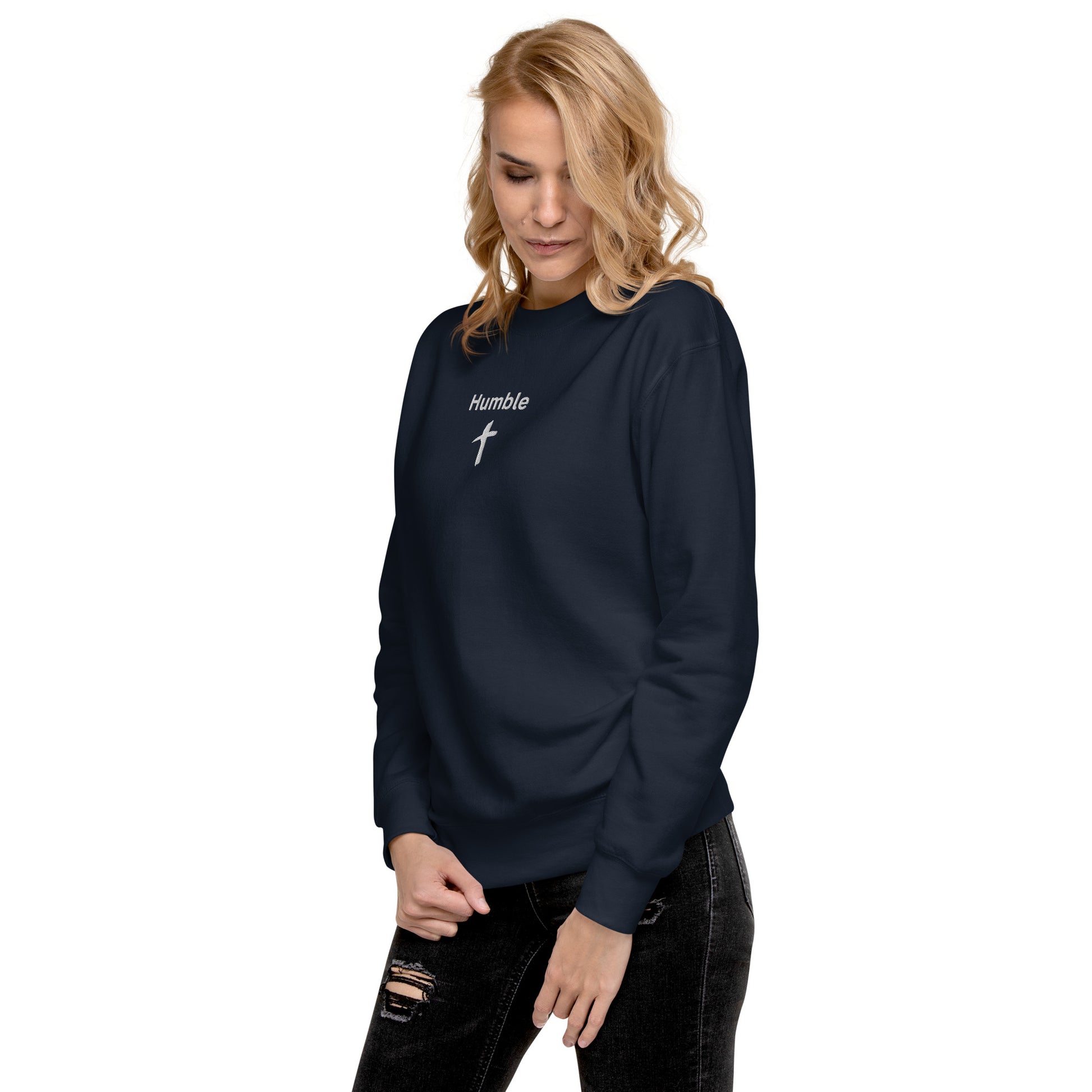 Women's Premium Embroidered "Humble" Sweatshirt - Humble & Faithful Co.