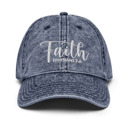 Faith Vintage Cotton Twill Embroidered Cap - Humble & Faithful Co.